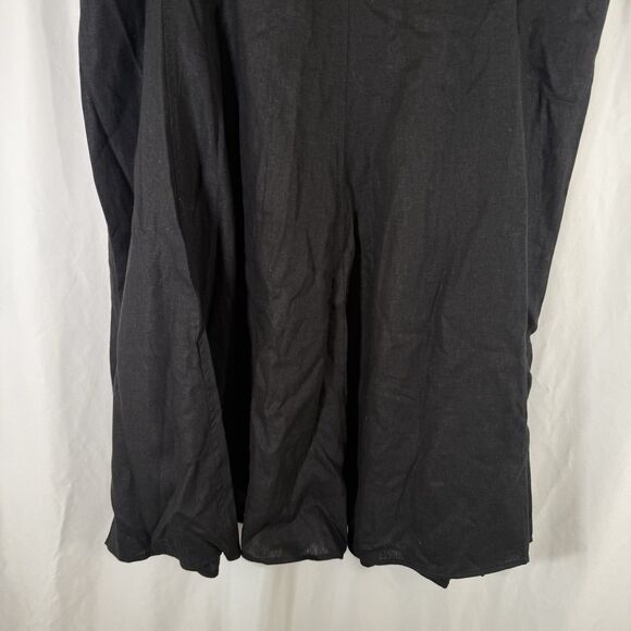 Woman Within Linen Blend Midi Skirt Women's 22 24 Black Pull On Pockets - Picture 3 of 11